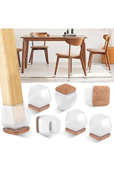 Arabest 8 قطع من واقيات أرجل الكراسي المصنوعة من السيليكون المربع للأرضيات ال...