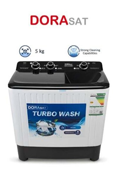 DORASAT غسالة ملابس بحوضين سعة 5 كجم - أسود وأبيض