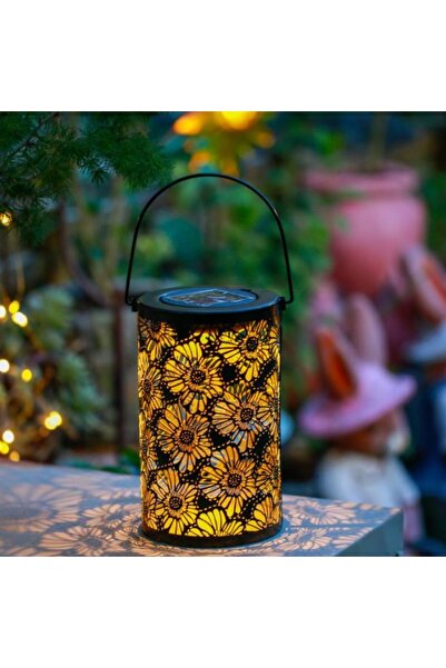 Arabest مصباحان شمسيان خارجيان، مصباح حديقة شمسي، فانوس معدني ثلاثي الأبعاد م...