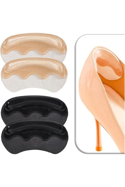 Arabest 4 أزواج من مانعات الانزلاق للكعب، وبطانات ووسادات للكعب على شكل موجة ...