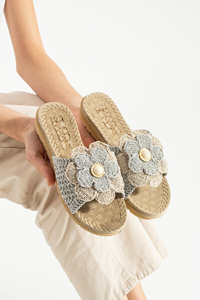 Moda Devrin Siva otvorena prednja strana, cvetni pleteni vik, za vanjsku upot...