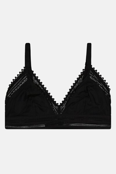 Etam حمالة صدر نسائية من الدانتيل على شكل مثلث غير مبطنة، باللون الأسود