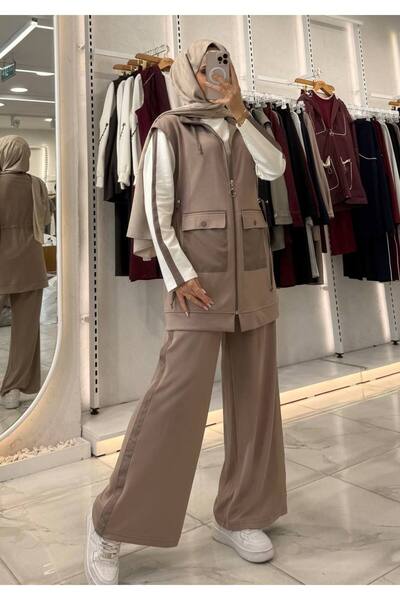 LARA GİYİM KADIN TESETTÜR 3'LÜ TAKIM RAHAT KALIP PENYE KUMAŞ PAMUKLU YAPI FER...