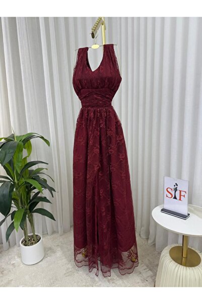 Banan dresses فستان سهرة طويل باللون العنابي