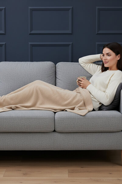 Mislina Home Deluxe Wellsoft Tv Çocuk Battaniyesi - 4 Mevsim Peluş Polar Bebek Battaniye | Bej 100x150 Cm