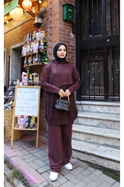 NİSUM MODA Cross Hair Braided Knitwear Set