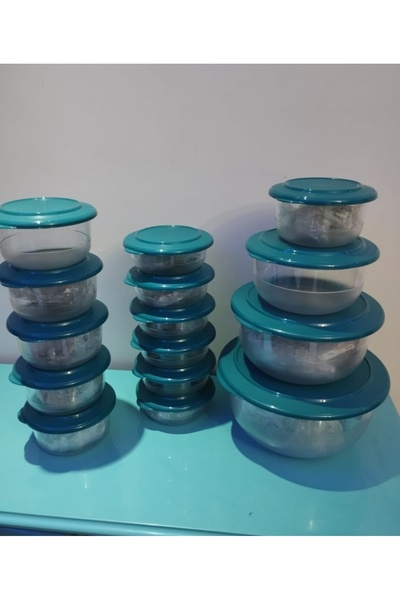 Tupperware 3.5 LT, 2 LT, 1 LT, 6 Adet 275 ML ve 6 Adet 450 ML Kristal Kase.