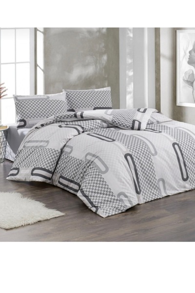 Kristal By Taç طقم غطاء لحاف مزدوج من كريستال رانفورس إيليبس باللون الرمادي