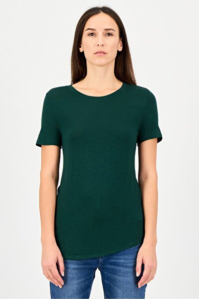 GAP Women Crew Neck Short Sleeve Plain T-Shirt, Dark Green