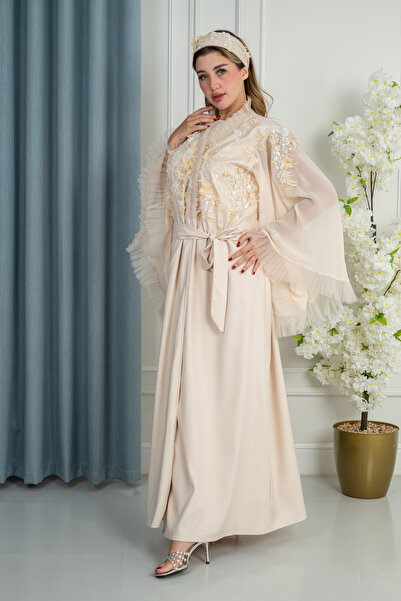 obejana روب استقبال بتصميم انيق لون بيج