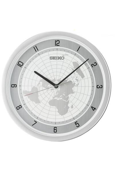 Seiko Qxa814A Metallic Color Plastic Case World Map Silent Second Wall Clock