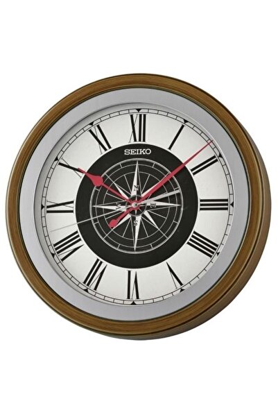 Seiko Qxa844B Brown Color Plastic Case Compass Dial Quartz Movement Wall Clock