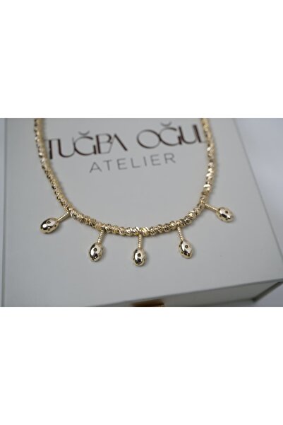 ATELİER TUĞBA قلادة KOL174 ذات تصميم فريد مع سلسلة سميكة وشخصيات بيضاوية متعددة