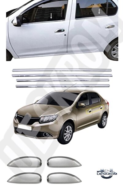 ueskrom Renault Clio Symbol 2013-2018 Krom Cam Çıtası Ve Kapı Kolu Set Paslan...