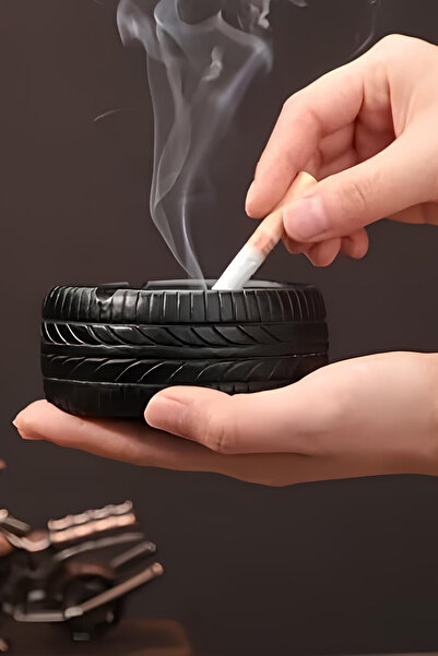 betonmall Tire Design Concrete Ashtray - Special Gift for Car Lovers - Retro Decorative Accessory