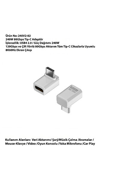 silabor 240W 80Gbps Tip-C Adaptör 20Gbps ve Çift Yönlü 80Gbps Aktarım Tüm Tip...