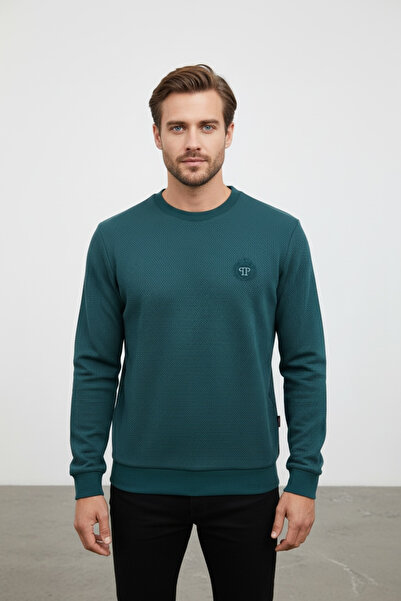 Piyera Men's Mare Jaker Crew Neck Petrol Sweatshirt
