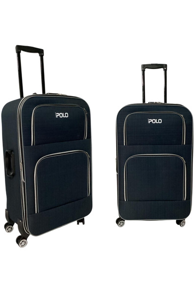 KARİZMA POLO 4-Wheeled-Bellowed-Very Lightweight 2 Pieces Fabric Suitcases Large and Medium Size