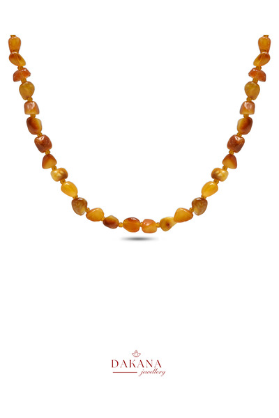 DAKANA JEWELLERY Sertifikalı Mat Koyu Turuncu Erkek Kehribar Kolye