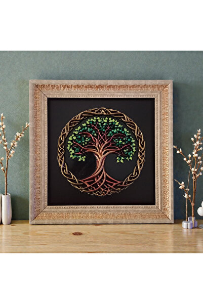 purple dragon Sanatçıdan Özel Tasarım Rölyef Hayat Ağacı Tablo 24x24