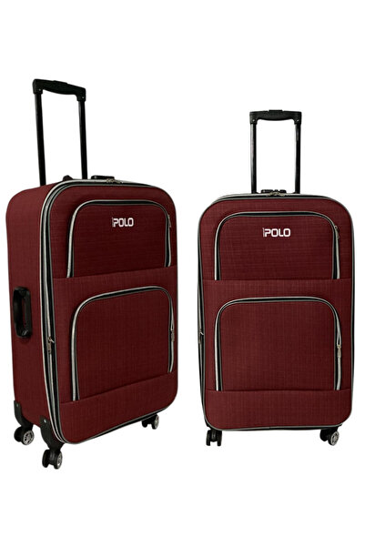 KARİZMA POLO 4-Wheeled-Bellowed-Very Lightweight 2 Pieces Fabric Suitcases Large and Medium Size