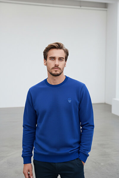 Piyera Men's mare jaker crew neck Cobalt Blue sweatshirt
