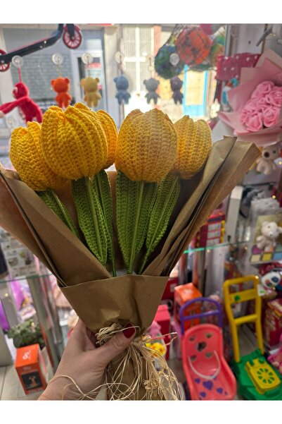 ÖRGÜÇİÇEK LALE ÇİÇEK BUKETİ EL ÖRGÜSÜ