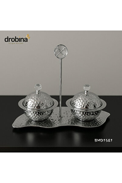 drobina 2-piece nut bowl set with silver tray, Dropina
