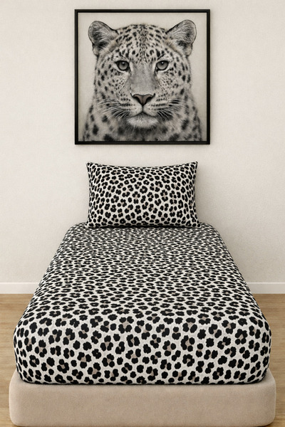 GOOD MORNİNG PAMUKKALE ملاءة مطاطية بنمط سيبيريا لشخص واحد + غطاء وسادة