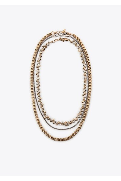 gingillo aksesuar قلادة ثلاثية بتفاصيل كروية بلونين من ماركة موديل