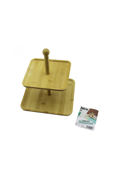 Go İthalat Kare 2-Layered Wood - Bamboo Serving Presentation Board 20X20Cm --...