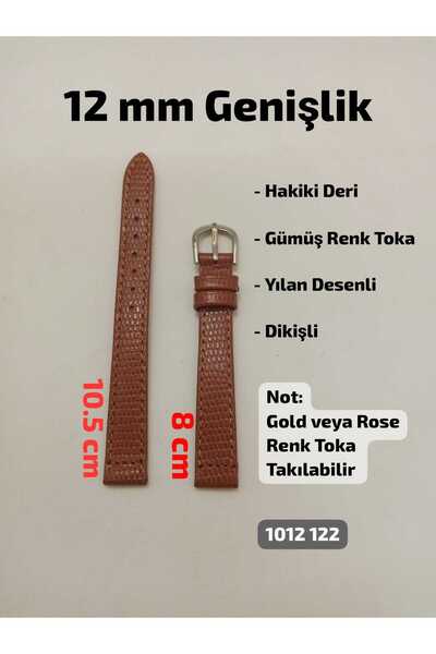 Brality 12 mm Compatible Women's Wristwatch Band-Strap Taba Color Snake Patte...