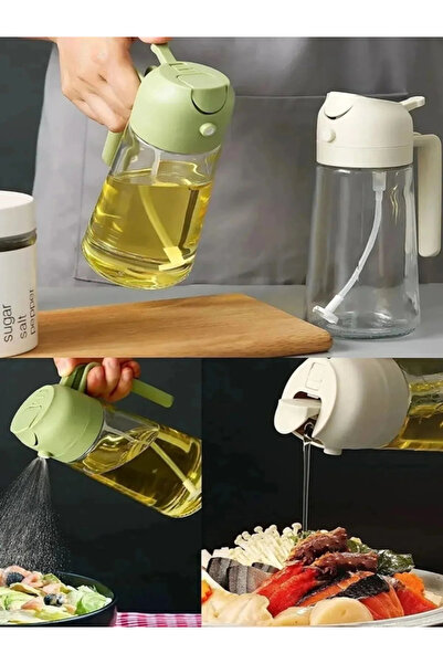 Tasarım Evi 450 Ml Çift Kullanımlı 2 Fonksiyonlu Cam Yağdanlık Ve Püskürtmeli...