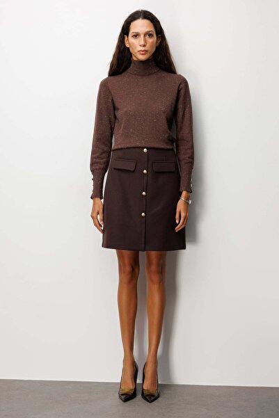 Ekol Süs Düğmeli Mini Kaşe Etek