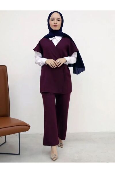 ASES SEBİNA yandan bağlamalı yelekli takım