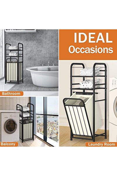 Generic Space Saver Multi-Layer Laundry Rack, Black and Beige