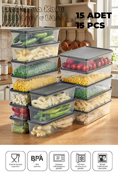 espashome Freshkeep Storage Container Set of 15 Suitable for Microwave and De...