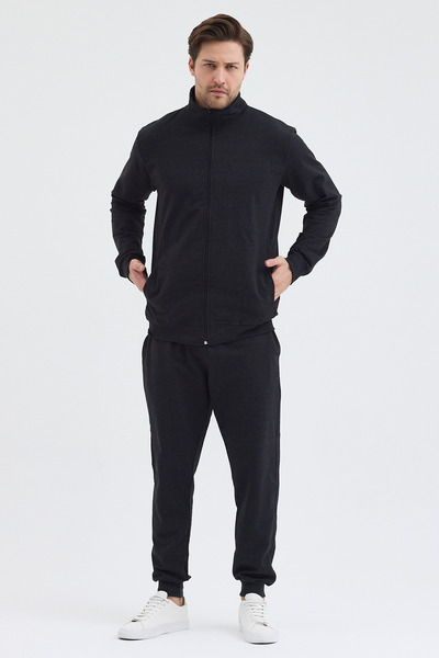 CLIPMAN Men's 2 Thread Regular Fit Judge Collar Tracksuit Set