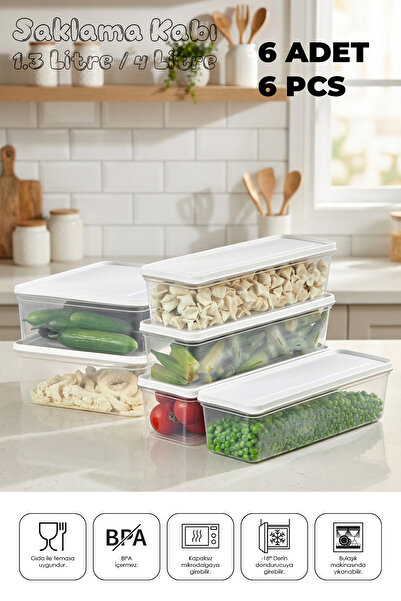 espashome مجموعة حاويات تخزين فريش كيب مناسبة للميكروويف والفريزر، 6 قطع - أب...