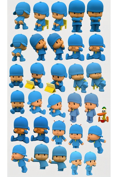 Limitless Design Sevimli Mavi Çocuk Figürleri Sticker Seti – 22x30 cm Büyük B...