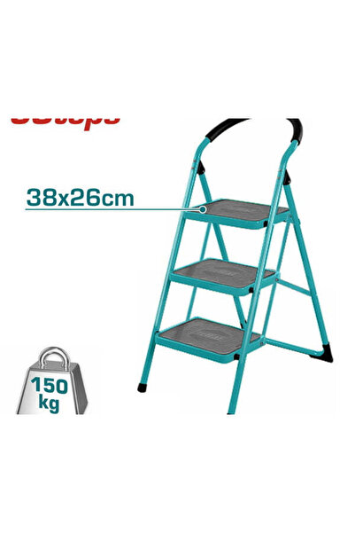 TOTAL Metal Step Ladder 3 Steps, Max 150kg