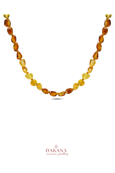 DAKANA JEWELLERY Certified Yellow and Orange Color Men's Amber Necklace