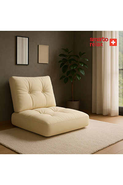 Smarto relax Sırtlıklı Yer Minderi 80×40 cm | Kapitoneli Zemin Oturma Minderi