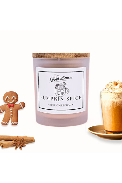 AromaZone PUMPKIN SPICE candle made of soy and coconut wax, Handmade – 220g, burning time 45h