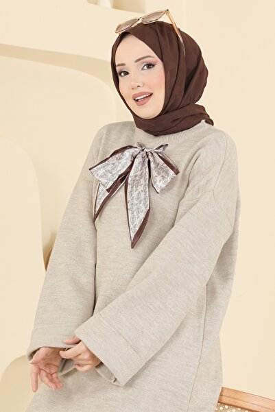 ModaMerve Şal Detaylı Triko Takım 2771AYD574-MS Taş