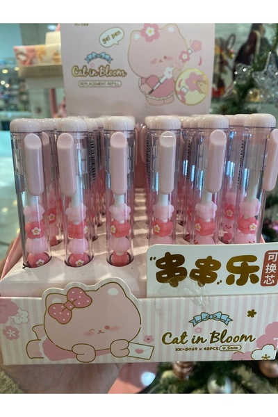 İnci Sakura Çarmlı Jel Kalem Charmlı Kawaii Sevimli Kiraz Çiçekli Tükenmez Kalem