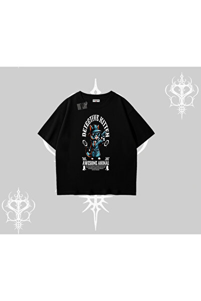 Tarzsokak Tricou supradimensionat cu imprimeu Pisicuța Detectiv