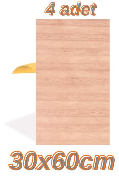 Renkli Duvarlar 4 ADET 30cmx60cm Yapışkanlı Esnek Ahşap Model,banyo,tezgah ar...
