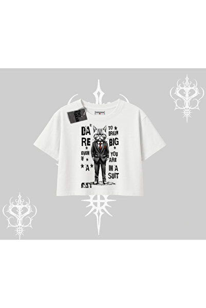 Tarzsokak Dream Big Written Suit mačka Štampano Oversize kroj Skraćeni kroj M...