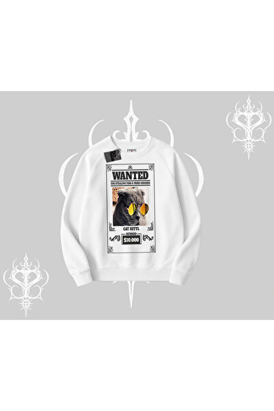 Tarzsokak سترة رياضية ذات طابع القطط مطبوع من Wanted